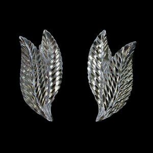Hand Polished Leaf Sterling Silver Post Only Womens Earrings